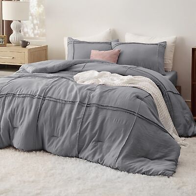 Bedsure California King Comforter Set with Sheet - 4 Pieces Soft Grey Bedding...