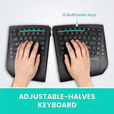 Perixx PERIBOARD-624B US, Wireless Ergonomic Split Keyboard - Up 30 Ft Separa...