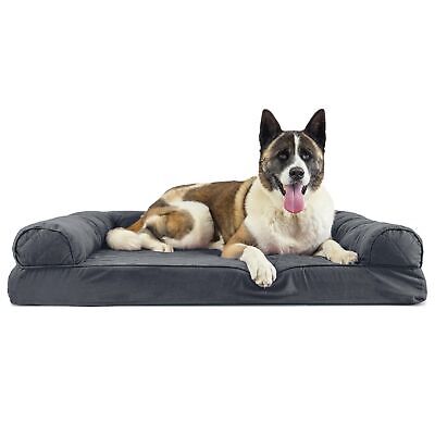 Furhaven Memory Foam Dog Bed for Large Dogs w/ Removable Bolsters & Washable ...