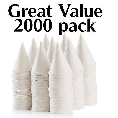 Cone Paper Cups 2000 Pack Snow Cone Disposable 4.5 Oz White