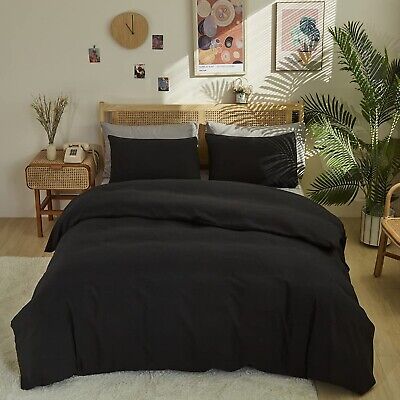 CLOTHKNOW Black California King Comforter Set 3Pcs All Black Bedding Comforte...