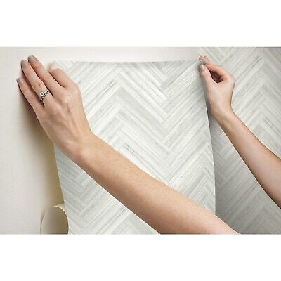 York Wallcoverings PSW1287RL Beige Hermosa Herringbone Peel and Stick Wallpaper