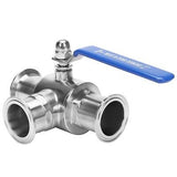 DERNORD 2" Tri Clamp Sanitary Ball Valve, 3-Way Ball Valve T-Port Stainless S...