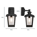 31703 Spence 1-Light Outdoor Wall Lantern with Seeded Glass and Built-in GFCI...