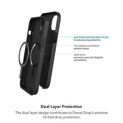 ZAGG Denali Snap iPhone 15 Pro Case - Drop Protection (16ft/5m), Dual Layer T...