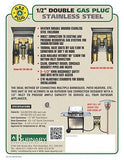 Burnaby Manufacturing Ltd Double Gas Plug&#8482; 1/2" Rear NPT Inlet, 2 x 1/2" Q