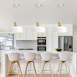 Modern White Pendant Lighting,Large Pendant Light,Solid Wood and Metal Dome M...