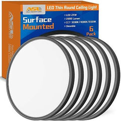 Allsmartlife Led Flush Mount Ceiling Light, 6 Pack 24W 12inch Round Led Surfa...