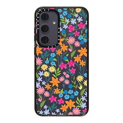 CASETiFY Impact Galaxy S24+ Case - Bright Spring Flowers - Clear Black