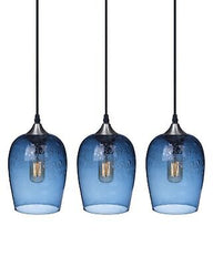 ARIAMOTION Glass Pendant Lights Kitchen Island Blue Modern Light Fixtures Cei...