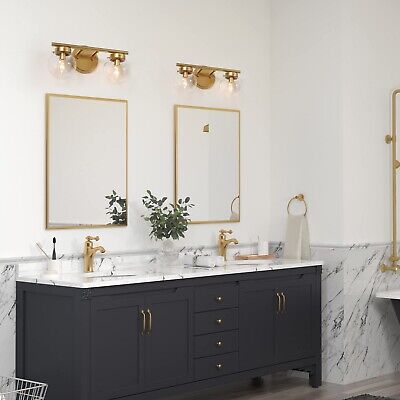 KSANA Bathroom Light Fixtures, 2-Light Gold Vanity Lights with Clear Globe Gl...