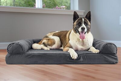 Furhaven Memory Foam Dog Bed for Large Dogs w/ Removable Bolsters & Washable ...