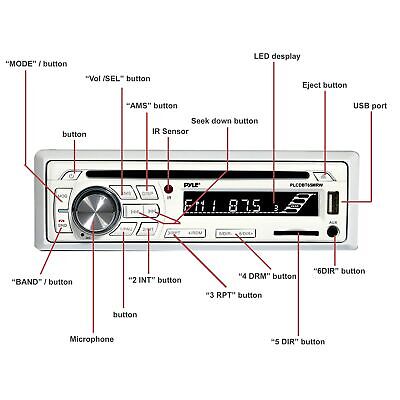 Pyle Marine Stereo Receiver Speaker Kit - In-Dash LCD Digital Console Built-i...