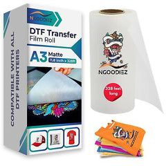 NGOODIEZ DTF Transfer Film Roll 11.75in x 328ft, Premium DTF Film for DTF Pri...