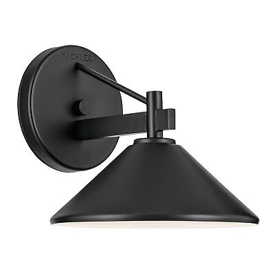 KICHLER Ripley 8" 1-Light Outdoor Wall Light in Black for Exterior Doors, Gar...