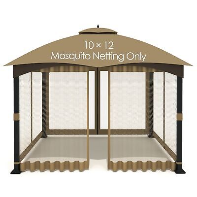 10'x12' Gazebo Replacement Mosquito Netting 4-Panel Patio Screen Walls with Z...