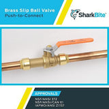 SharkBite 1 Inch Slip Ball Valve, Push to Connect Brass Plumbing Fitting, PEX...