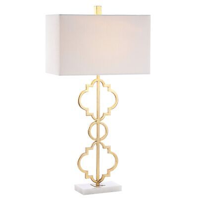 JONATHAN Y JYL3072A Selina 32" Iron Ogee Trellis Modern LED Table Lamp Contem...