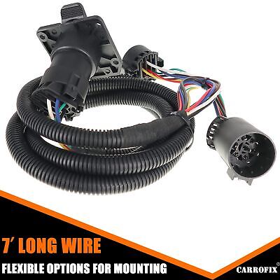 Vehicle-Side Truck Bed 7-Pin Trailer Wiring Harness Extension - 5th Wheel and...