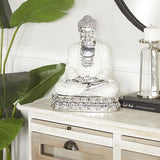 Deco 79 Polystone Buddha Sculpture with Engraved Carvings and Relief Detailin...