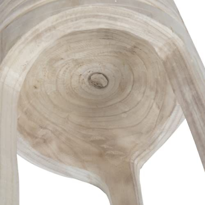 Creative Co-Op Boho Hand-Carved Paulownia Wood Stool, Natural