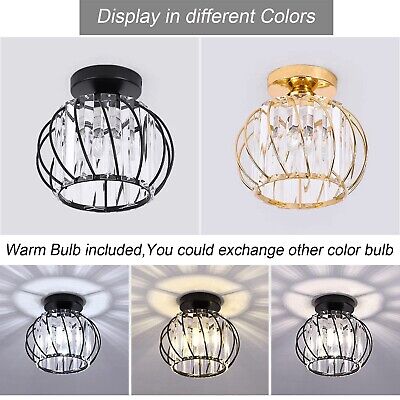 Semi Flush Mount Black LED Ceiling Light Fixtures Crystal Ceiling Lights Chan...