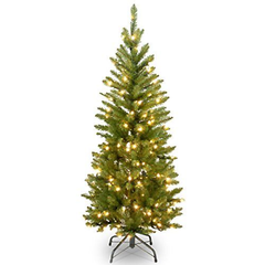 National Tree Company Artificial Pre-Lit Slim Christmas Tree, 4.5 ft, Green