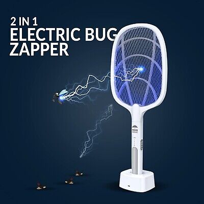 2 in 1 Electric Bug Zapper, Mosquitoes Trap Lamp & Racket, USB Rechargeable E...