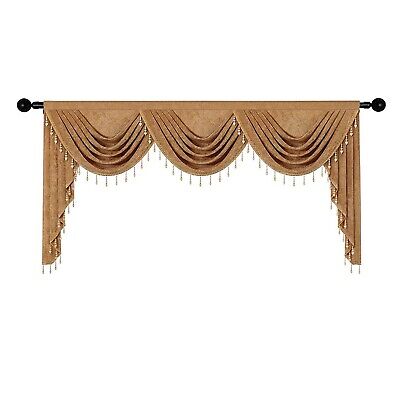 ELKCA Double-Sided Chenille Valance for Living Room,Bronze Curtains Valance w...