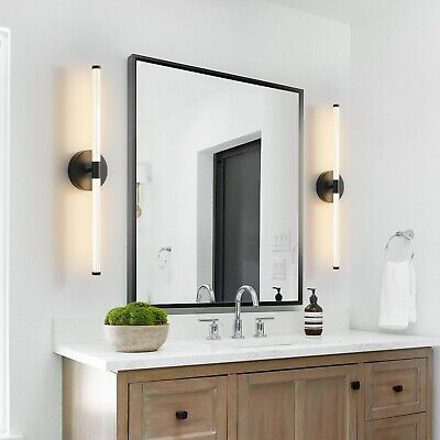 Wall Sconces Set of Two Matte Black LED Wall Lights Modern Linear Sconces Wal...