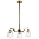 Kichler Aivian 23 Inch 3 Light Chandelier with Clear Glass in Weathered Brass