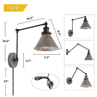 LNC Swing Arm Wall Lamp Modern Plug in Wall Sconce Hardwired Adjustable Farmh...