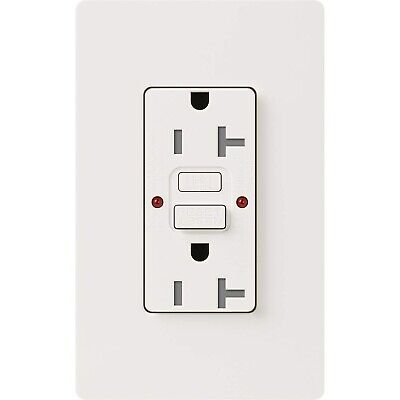 Lutron SCR-20-GFST-SW Claro Satin Colors 20-Amp Self-Testing Receptacle, Snow