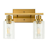 Jonsi Gold Bathroom Light Fixtures, 2 Light Brushed Gold Bathroom Vanity Ligh...