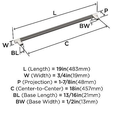 Amerock BP54041PNGM | Polished Nickel/Gunmetal Appliance Pull | 18 inch (457m...