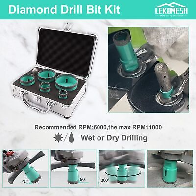 Diamond Core Drill Bits Set 6pcs Tile Hole Saw Kit for Porcelain Tile Ceramic...