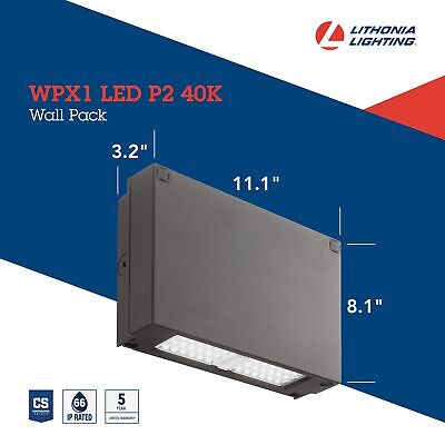 Lithonia Lighting Outdoor WPX1 LED 4000K MVOLT Architectural Wallpack in Dark...