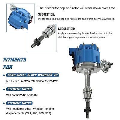 HEI Ignition Distributor for Small Block Ford 351W Windsor 5.8L 8 Cylinder Ne...