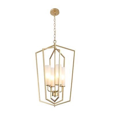 Gold Chandelier Light Fixture, Modern Farmhouse Chandelier, 4-Light Lantern P...