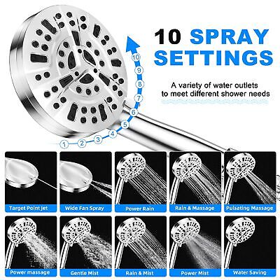 10-Mode Handheld Shower Head Set, High Pressure Shower Head with 59&#8221; Stain