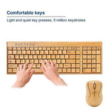 Bamboo Keyboard and Mouse, 2.4GHz Computer Devices with USB Receiver, Optiona...