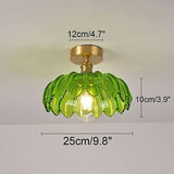 Glass Ceiling Light Modern Brass Ceiling Pendant Light Fixtures with Green Gl...