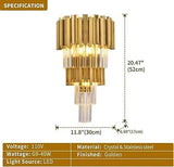 WABON Modern Crystal Wall Sconce Lighting 3-Light Gold Wall Sconce Crystal Ha...