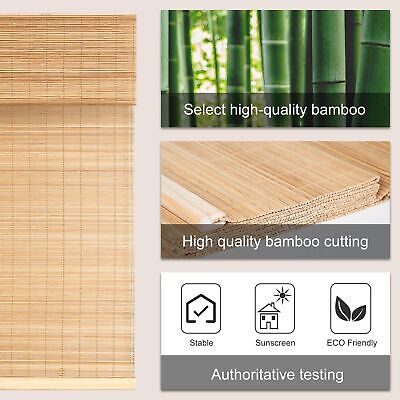 LazBlinds Cordless Bamboo Roman Shades, Light Filtering Window Treatment, Rol...