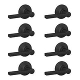 Straight Lever with Round Trim Hall and Closet Door Handle, Matte Black Finis...