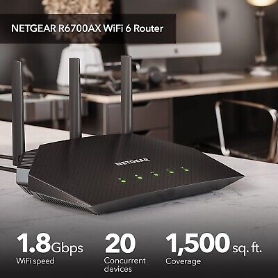 NETGEAR 4-Stream WiFi 6 Router (R6700AX) &#8211; AX1800 Wireless Speed (Up to 1.