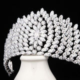 Luxury Cubic Zirconia Tiaras for Women Tall Prom Queen Crowns CZ Zircon Pagea...