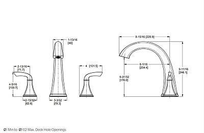 Pfister RT65BSC Bronson 2-Handle 3-Hole Roman Tub Faucet Trim, Polished Chrome