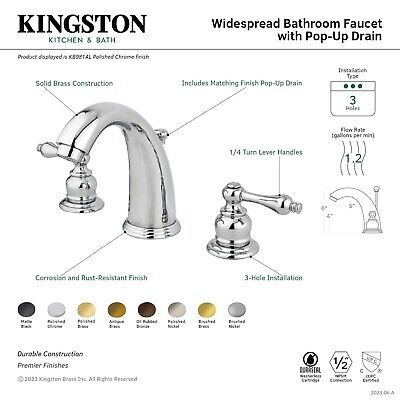 Kingston Brass KB987ALSB Victorian 2-Handle 8 in. Widespread Bathroom Faucet,...