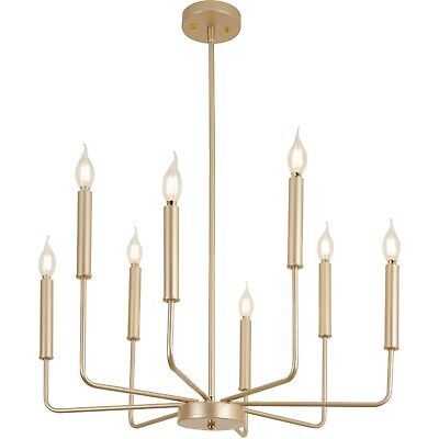 Modern Farmhouse Gold Chandelier for Dining Room, 8-Light Rustic Candle Chand...